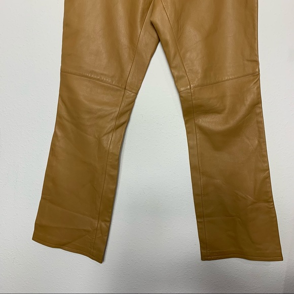 Vintage Tan Leather boot cut pants with hook closure. - Picture 3 of 7